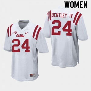 White Out Essential Womens Ulysses Bentley IV Ole Miss Rebels #24 Anti-Odor College Football Jersey 45972-682