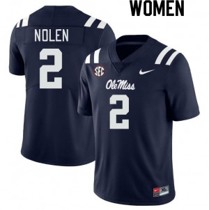 Exclusive Walter Nolen #2 Navy Ole Miss Women's Football Breathable Jersey - Official NCAA Licensed Collectible 16221-522