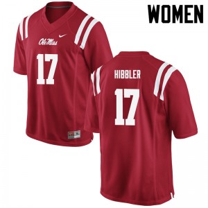 Womens #17 Willie Hibbler Rebels Red Player Chain-Stitched Football Jersey - Authentic NCAA 26706-285