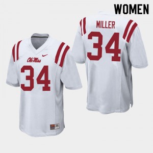 Womens Collectible Ole Miss #34 Zavier Miller White Applique High School Football Jersey 74879-528