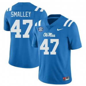 Powder Blue Out Essential Mens Wyatt Smalley Ole Miss Rebels #47 Anti-Odor Player Football Jersey 12096-827