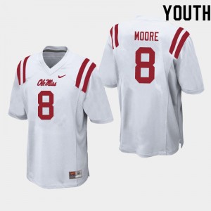 Subtle White Kids Football Elijah Moore #8 Ole Miss Rebels College Double-Stitched Jersey 93017-241