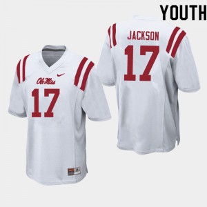 Compliance Certified Kids Jadon Jackson #17 Ole Miss White Breathable University Football Jersey - Premium Licensed NCAA Gear 11803-590