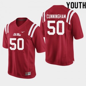 Red Athletic-Fit Player Football Jersey - Kids Jalen Cunningham #50 Ole Miss Team-Specific (Licensed Official) 78456-168
