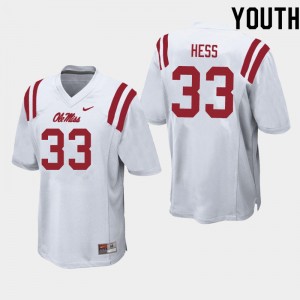 White Out Essential Kid Jonathan Hess Ole Miss #33 Applique High School Football Jersey 15981-798