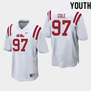 On-Field Youth Spencer Cole #97 Rebels White Chain-Stitched Player Football Jersey - Premium Licensed NCAA Gear 47418-571