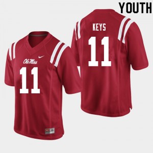 Exclusive Austin Keys #11 Red Ole Miss Kid Football Applique Jersey - Official NCAA Licensed Collectible 32554-502
