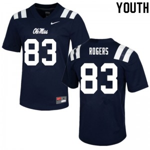 #83 Rebels Easy Care Kids Chase Rogers Navy College Lightweight Football Jersey - Authentic Licensed NCAA 48751-472