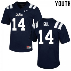 Kid Subtle Ole Miss Rebels #14 Daylen Gill Navy Double-Stitched High School Football Jersey 69466-743