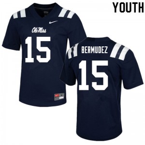 Subtle Navy Youth Football Derek Bermudez #15 Ole Miss Rebels Player Double-Stitched Jersey 92839-404