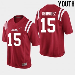 Game-Ready Kids Derek Bermudez #15 Rebels Red NCAA Chain-Stitched Football Jersey - Licensed Elite 24778-209
