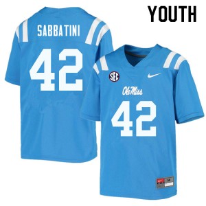 #42 Ole Miss Collectible Kid Elijah Sabbatini Powder Blue High School Applique Football Jersey - Authentic Licensed NCAA 15839-424