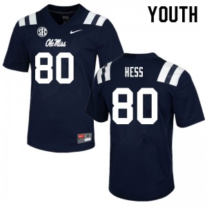 On-Field Navy Kids Football Jonathan Hess #80 Rebels College Chain-Stitched Jersey 92770-934
