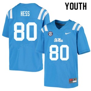 Game-Ready Kid Jonathan Hess #80 Ole Miss Powder Blue University Applique Football Jersey - Licensed Elite 53707-128