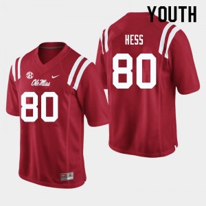 Youth #80 Jonathan Hess Ole Miss Rebels Red High School Anti-Odor Football Jersey - Authentic NCAA 56537-703