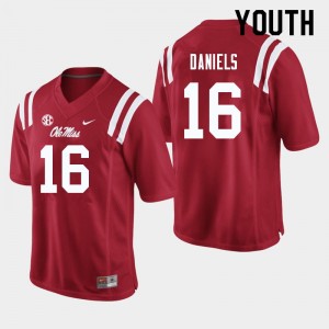 Iconic Red Kid Football MJ Daniels #16 Rebels University Long-Lasting Jersey 28920-981