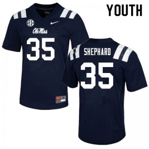 Exclusive Urriah Shephard #35 Navy Ole Miss Kids Football Breathable Jersey - Official NCAA Licensed Collectible 35833-750