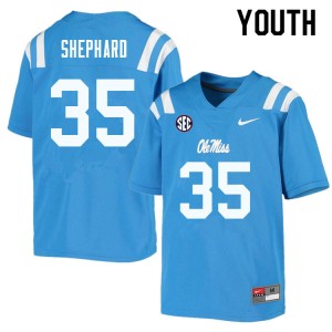 Team-Issued Kid Urriah Shephard #35 Ole Miss Rebels Powder Blue Microfiber High School Football Jersey - Premium Licensed NCAA Gear 71012-361