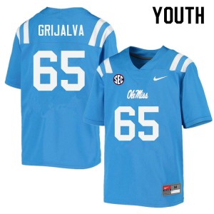NCAA Fan Favorite: Kids Alec Grijalva #65 Power Blue Ole Miss Breathable Football Jersey 12297-378