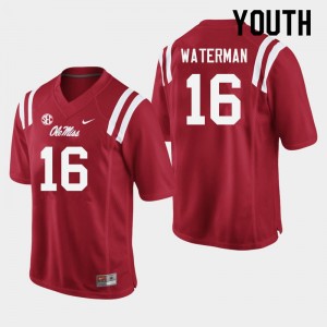 Exclusive Braden Waterman #16 Red Ole Miss Youth Football Athletic-Fit Jersey - Official NCAA Licensed Collectible 13567-340