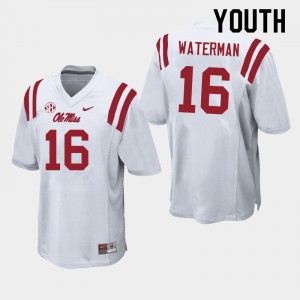 Subtle Kids Braden Waterman #16 Ole Miss Rebels White Double-Stitched NCAA Football Jersey - Premium Licensed NCAA Gear 70157-702