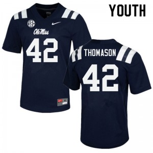 Navy Out Essential Youth Landon Thomason Ole Miss Rebels #42 Double-Stitched NCAA Football Jersey 70657-879