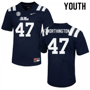 Kids #47 Trustin Northington Ole Miss Navy High School Breathable Football Jersey - Authentic NCAA 26711-115