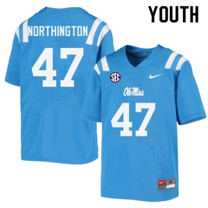 Exclusive Trustin Northington #47 Power Blue Ole Miss Rebels Kid Football Microfiber Jersey - Official NCAA Licensed Collectible 12292-498
