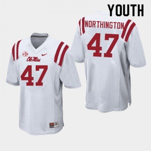 White Athletic-Fit College Football Jersey - Kids Trustin Northington #47 Ole Miss Team-Specific (Licensed Official) 17988-939