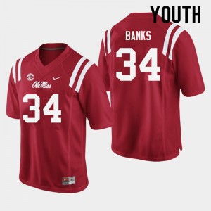 Game-Ready Kids Tyler Banks #34 Ole Miss Rebels Red Player Double-Stitched Football Jersey - Licensed Elite 66197-625