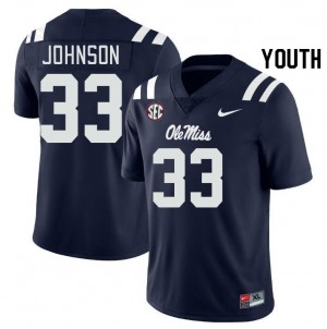 Navy Athletic-Fit College Football Jersey - Kid Antione Johnson #33 Ole Miss Team-Specific (Licensed Official) 26158-556