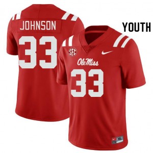 Kids On-Field Rebels #33 Antione Johnson Red Chain-Stitched High School Football Jersey 55089-437