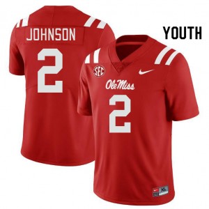 Easy Care Red Kid Football Cedric Johnson #2 Rebels High School Lightweight Jersey 43697-220