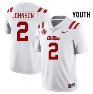 Game-Ready Youth Cedric Johnson #2 Ole Miss White Player Breathable Football Jersey - Licensed Elite 23139-668