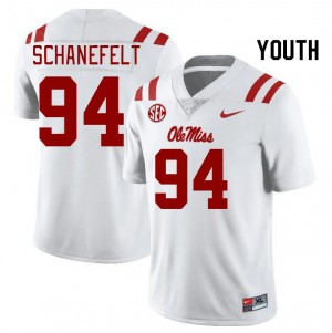 Team-Issued Kids Official Christian Schanefelt #94 Ole Miss Rebels White Football NCAA Microfiber Jersey 21550-254