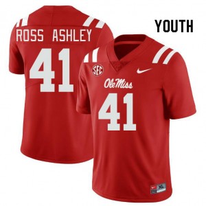 Game-Ready Kid John Ross Ashley #41 Ole Miss Rebels Red University Microfiber Football Jersey - Licensed Elite 59048-997