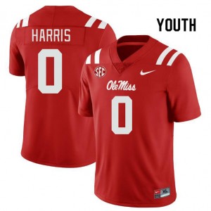 Kid Team-Specific Ole Miss #0 Joshua Harris Red Athletic-Fit University Football Jersey 58403-647