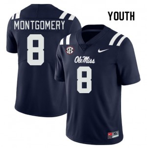 NCAA Fan Favorite: Kids Monty Montgomery #8 Navy Ole Miss Rebels Double-Stitched Football Jersey 26243-341