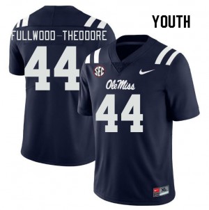 Navy Out Essential Kid Nyseer Fullwood-Theodore Ole Miss Rebels #44 Microfiber University Football Jersey 79160-136