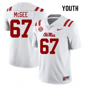#67 Ole Miss Compliance Certified Kid Quincy McGee White High School Breathable Football Jersey - Authentic Licensed NCAA 38749-828