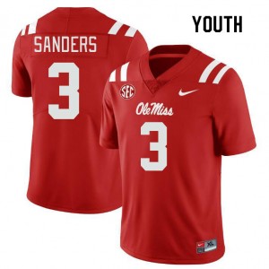 Team-Issued Kids Official Spencer Sanders #3 Ole Miss Rebels Red Football Player Microfiber Jersey 32649-748