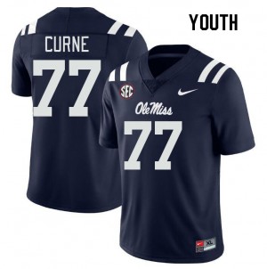 Compliance Certified Youth Victor Curne #77 Ole Miss Navy Breathable University Football Jersey - Premium Licensed NCAA Gear 13475-315