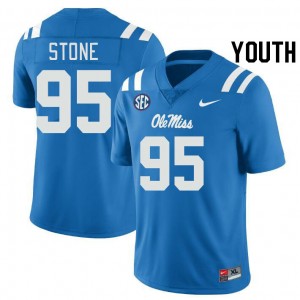 Kids Easy Care Rebels #95 Akelo Stone Powder Blue Lightweight High School Football Jersey 56225-761