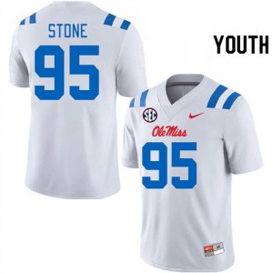 #95 Rebels On-Field Kid Akelo Stone White High School Chain-Stitched Football Jersey - Authentic Licensed NCAA 46707-436