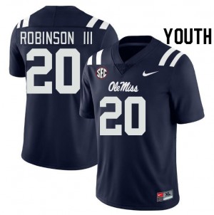 Game-Ready Youth Anthony Robinson III #20 Ole Miss Navy High School Breathable Football Jersey - Licensed Elite 25387-361