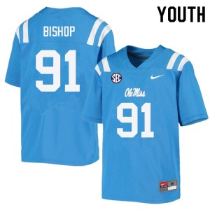 Power Blue Applique High School Football Jersey - Kids Aubrey Bishop #91 Ole Miss Collectible (Licensed Official) 88525-675