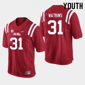Game-Ready Youth Austin Watkins #31 Ole Miss Rebels Red High School Anti-Odor Football Jersey - Licensed Elite 85390-587