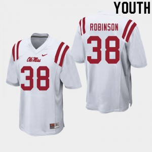 Youth Compliance Certified Ole Miss #38 Austrian Robinson White Breathable University Football Jersey 74419-679