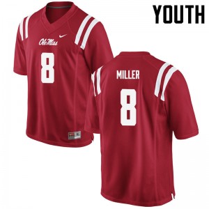 Red Out Essential Youth C.J. Miller Ole Miss #8 Athletic-Fit High School Football Jersey 41984-978