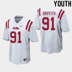 NCAA Fan Favorite: Kid Casey Griffith #91 White Ole Miss Rebels Microfiber Football Jersey 71027-751